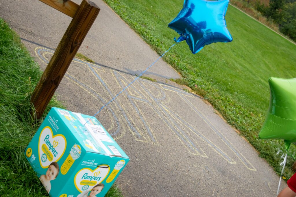 start line chalked on the sidewalk at DiaperDash 2022